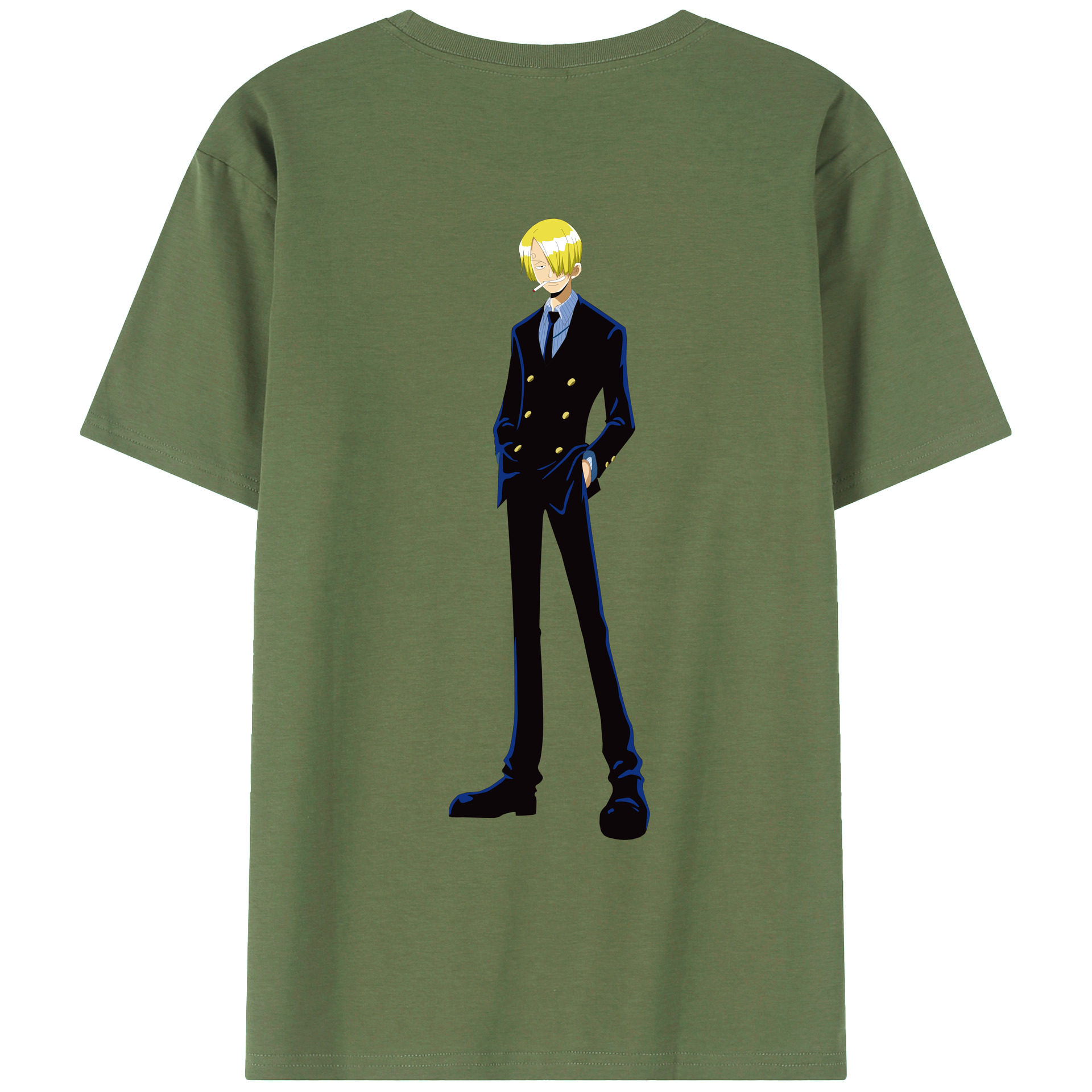 （画像用） ワンピース サンジ ONE PIECE Sanji 綿100％ メンズ半袖Tシャツ（バックプリント） 通気性